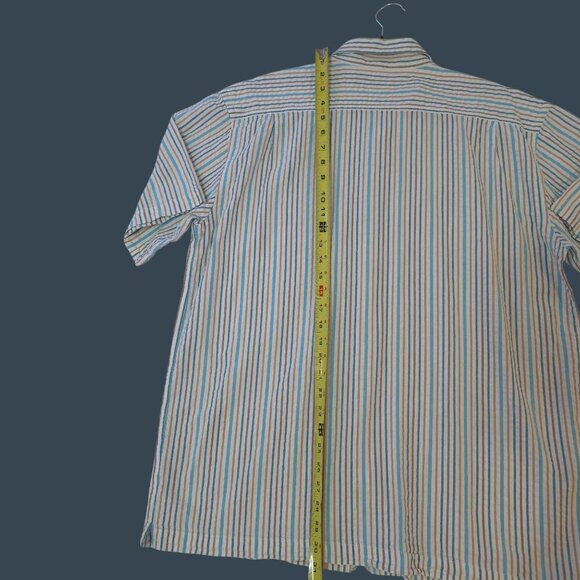 Alan Flusser XL Short-Sleeve Button-Up Striped Shirt Cotton Multicolor - Picture 6 of 6